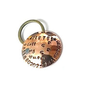 Custom name tag Dome Shaped Copper Hand Stamped Tag for Pet Dog, Cat ID Customized Dog Tag (Round Dome)