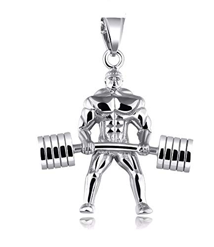 Streetsoul Weight Lifter Necklace Body Builder Power Lifter Necklace Stay Fit Gym Pendant Necklace Cool Stainless Steel Necklace for Men Jewelry