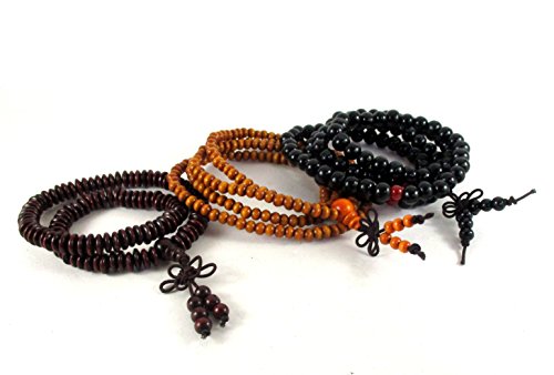 Bead bracelet Wristband Yellow Red & Wine 4mm & 6mm (Set of 3 pcs.) Bead Bracelets for Men Women.