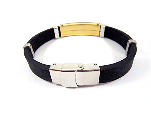 Streetsoul Ten Screw Gold Silver Stainless Steel Silicone Bracelet for Men.