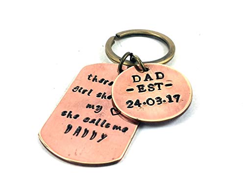 Streetsoul Keychain Personalized Hand Stamped Keyring Pure Copper 1.5mm Army Tag and Round Tag Keyring Gift for Women & Men