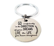 STREET SOUL Go Confidently Quote Engraved Keychain Stainless Steel Silver Keyring on 2mm Tag Gift for Women & Men.