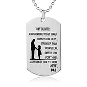 Streetsoul Laser Engraved to My Daughter Stainless Steel 2 mm Pendant 28 Inches Gloss Necklace Gift for Men Women Daughters.