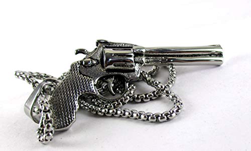 Streetsoul Revolver Gun Necklace Pendant Silver Link Chain 28 Inches Gloss Necklace for Men.