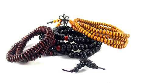 Bead bracelet Wristband Yellow Red & Wine 4mm & 6mm (Set of 3 pcs.) Bead Bracelets for Men Women.