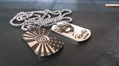 Raised Engraving Steel Custom Engraved Army Tag Dog Tag Chain