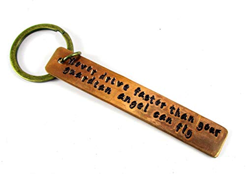 Copper personalized Hand Stamped Drive Safe Keyring