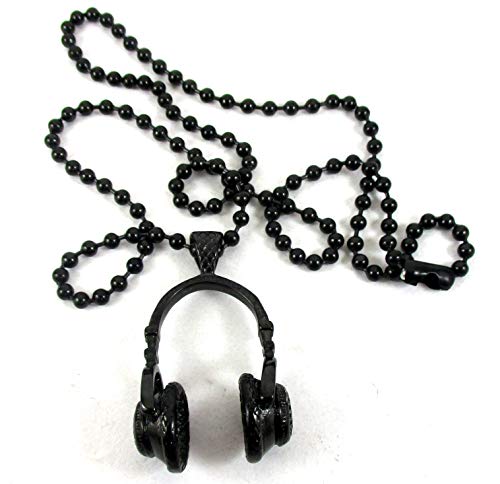 Streetsoul DJ Head Phones Heavy Pendant Necklace Cool Punk Stainless Steel Black Coated Necklace for Men Jewelry