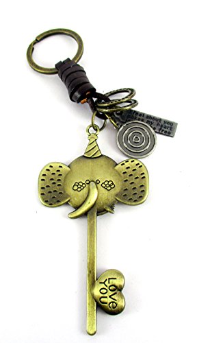 Streetsoul Fashion Keyrings (Set of 2) Giraffe & Elephant Antique Gold Keychain for Men Women.