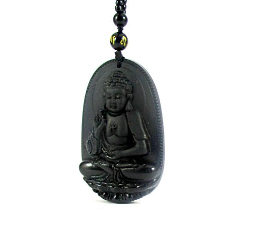 Streetsoul Glass Buddha Black Matte Gloss Bead Necklace Gift for Men.