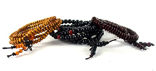 Bead bracelet Wristband Yellow Red & Wine 4mm & 6mm (Set of 3 pcs.) Bead Bracelets for Men Women.