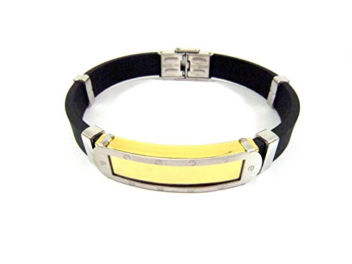 Streetsoul Ten Screw Gold Silver Stainless Steel Silicone Bracelet for Men.