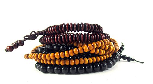 Bead bracelet Wristband Yellow Red & Wine 4mm & 6mm (Set of 3 pcs.) Bead Bracelets for Men Women.