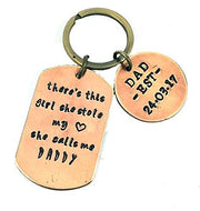 Streetsoul Keychain Personalized Hand Stamped Keyring Pure Copper 1.5mm Army Tag and Round Tag Keyring Gift for Women & Men