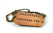 STREET SOUL Xmen Wolverine Locket Stamped Copper Army Tag Antique Gold Chain Necklace Gift for Men.