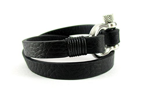 Leot Bracelets for Men and Boys Black Leather Bracelet for Men |  Magnetic-Clasp Genuine Leather Braided Wrap Bracelets – Kishop