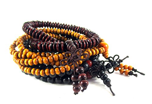 Bead bracelet Wristband Yellow Red & Wine 4mm & 6mm (Set of 3 pcs.) Bead Bracelets for Men Women.