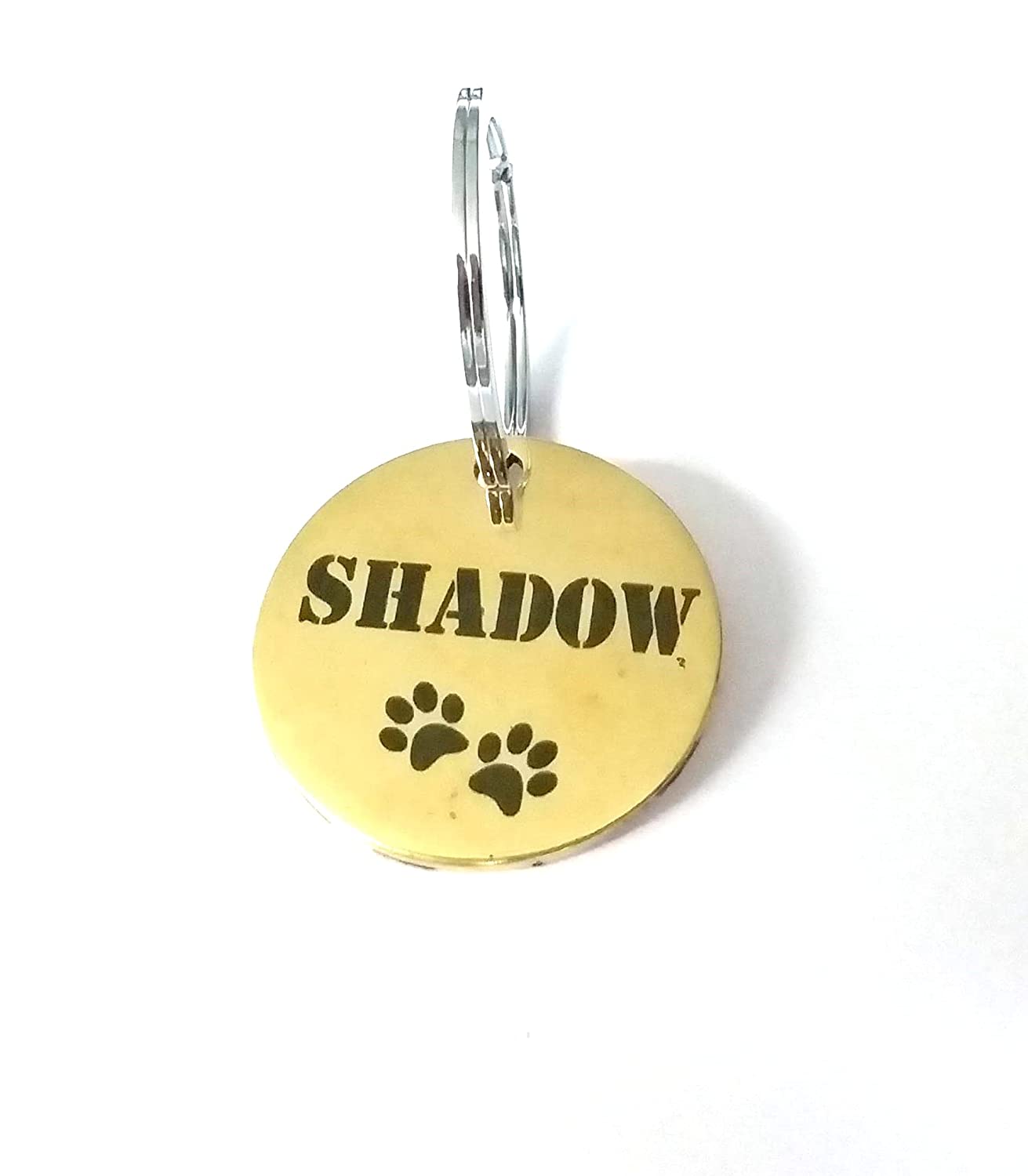 Custom Name tag Pure Brass Gold Round Pet ID Tag Dog Tag