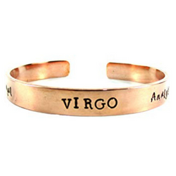 Streetsoul Pure Copper Aquarius Gemini Sun Signs Zodiac Handmade Stamped Cuff Bracelet For Men