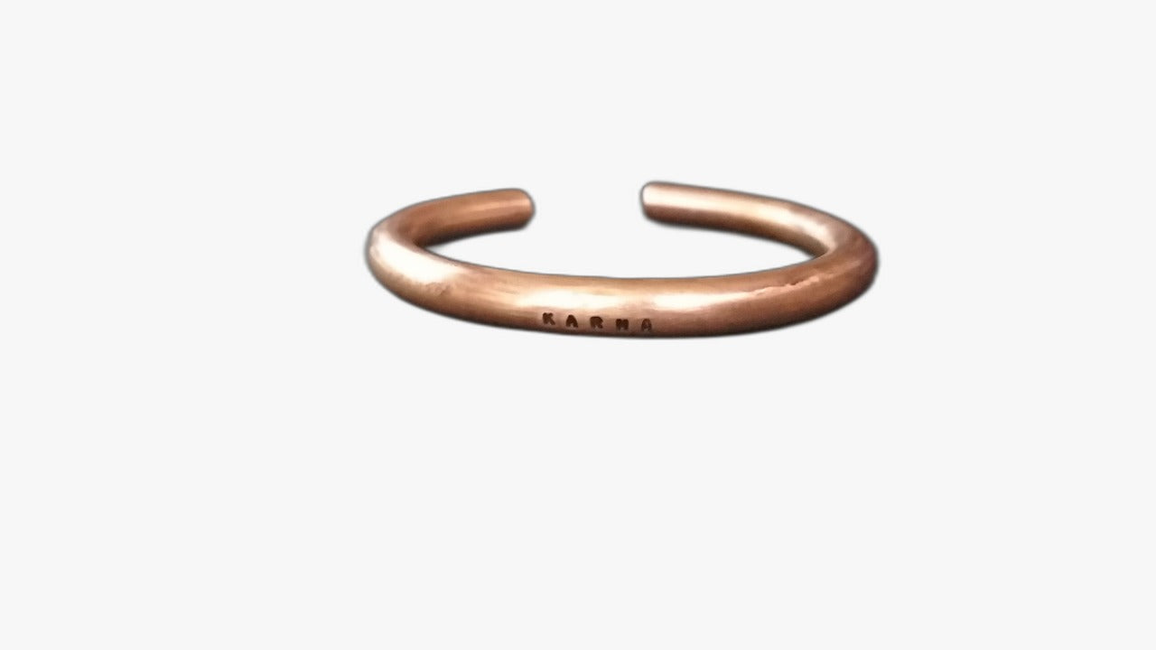 Custom Stamped Hand Crafted 8 mm Diameter Cuff Kada Pure Solid Copper Bracelet For Men.