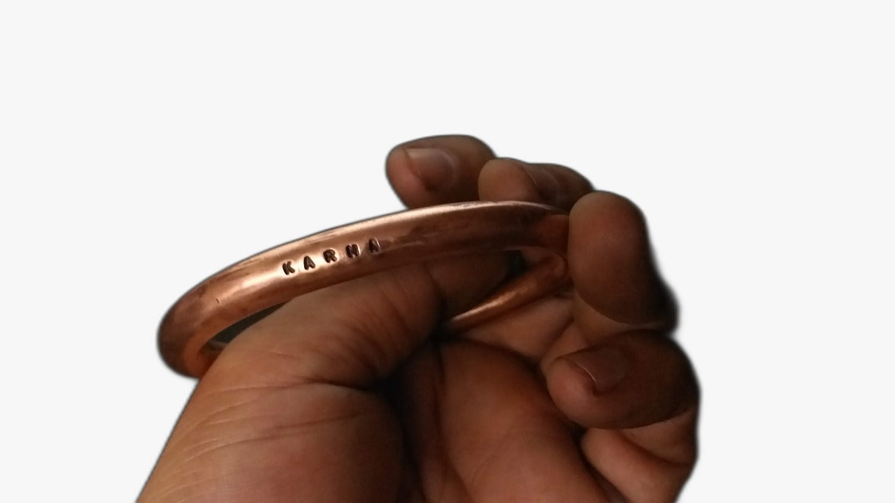 Custom Stamped Hand Crafted 8 mm Diameter Cuff Kada Pure Solid Copper Bracelet For Men.