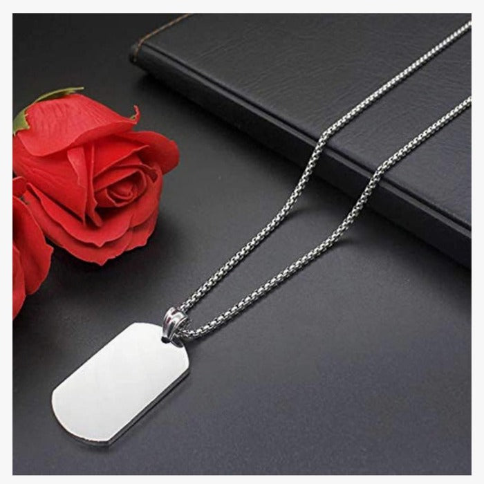 STREETSOUL Army Tag for Men with long Box Chain Heavy Pendant of Stainless Steel.