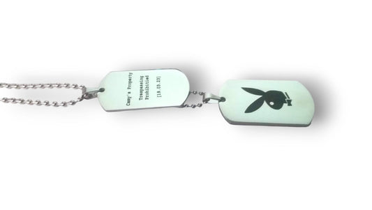 Stainless Steel Two Customized Army Tags in One Chain, Laser Engraved.