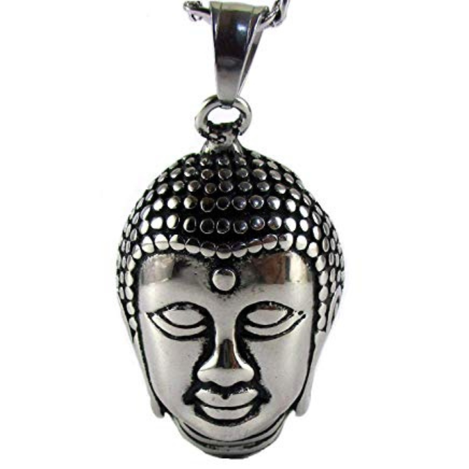 Streetsoul Lord Buddha Pendant Silver Link Chain 30 Inches Gloss Necklace Gift for Men.