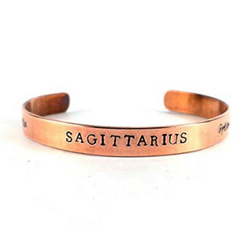 Streetsoul Pure Copper Aquarius Gemini Sun Signs Zodiac Handmade Stamped Cuff Bracelet For Men