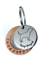 Custom Dog Name Tags Pet ID Personalized Copper Hand Stamped Tag for Pet Dog, Cat ID Customized Dog Tag (Round Coppper Steel)