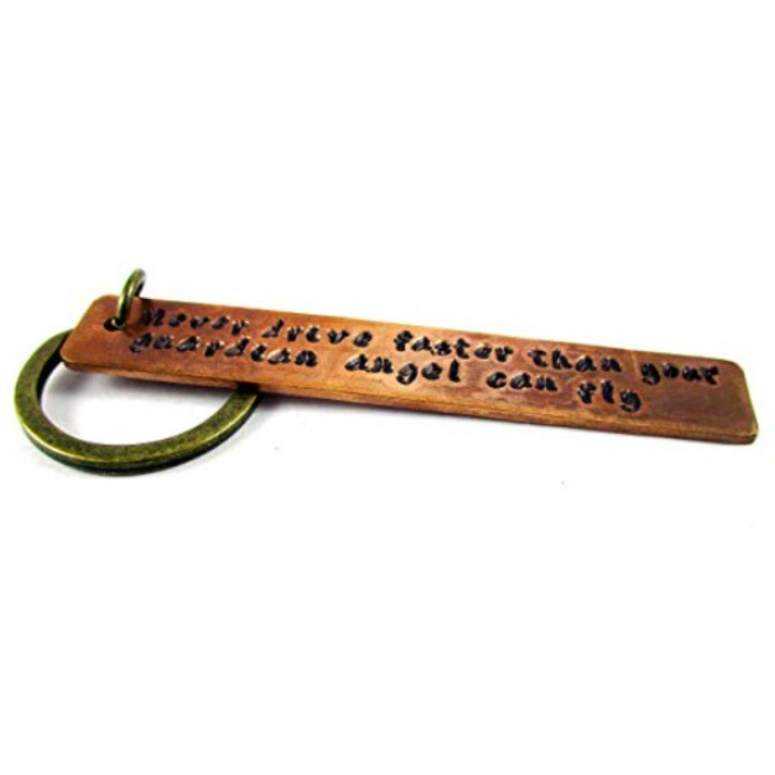 Copper personalized Hand Stamped Drive Safe Keyring