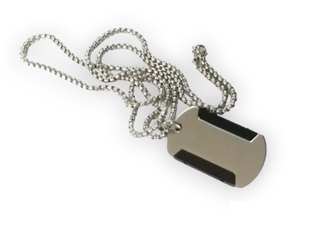 Dog Tag Silver Pendant Customized Stainless Steel 3 mm Army Tag for Men.