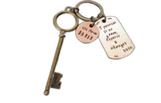 Personalized Copper Keyring Message With Large Key Charm, Keyring, Key Chain